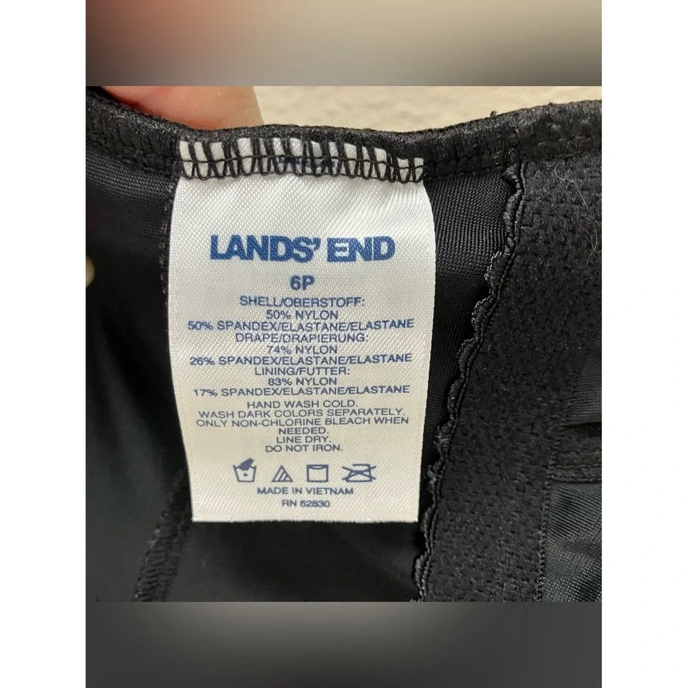 LANDS' END SlenderSuit One Piece Swimsuit 6P NEW Skirted Low Leg UPF Black Beach